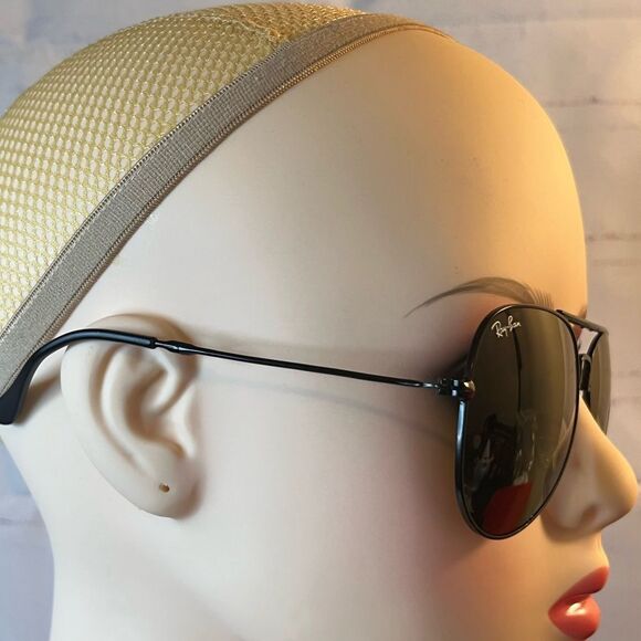 New Foldable Rayban G-15 Black Green Lense Aviator Sunglasses - Picture 4 of 11